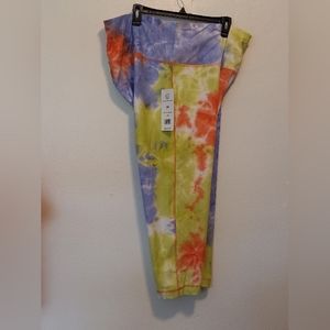 VOGO Athletica Lime Tie Dye Cropped Yoga Leggings Activewear